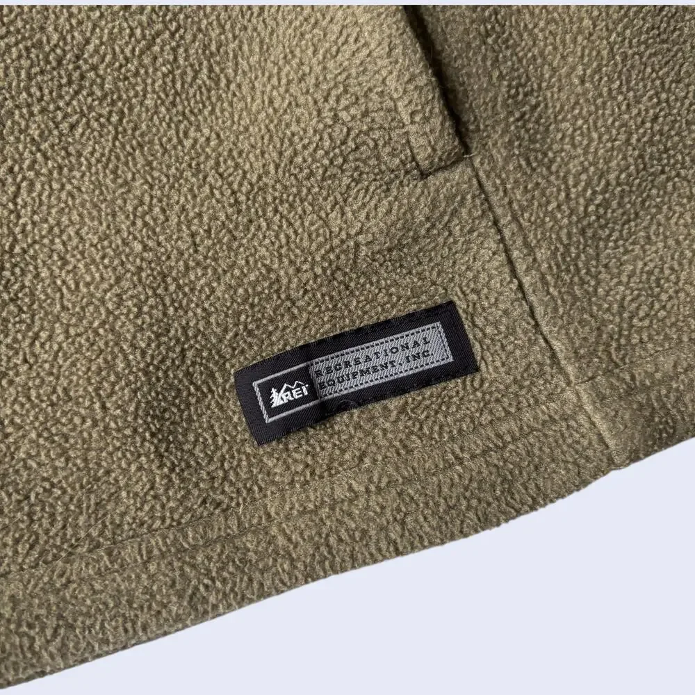 REI Medium Outdoorsy Fleece Jacket Olive Tan Full Zip 90s Gorpcore
